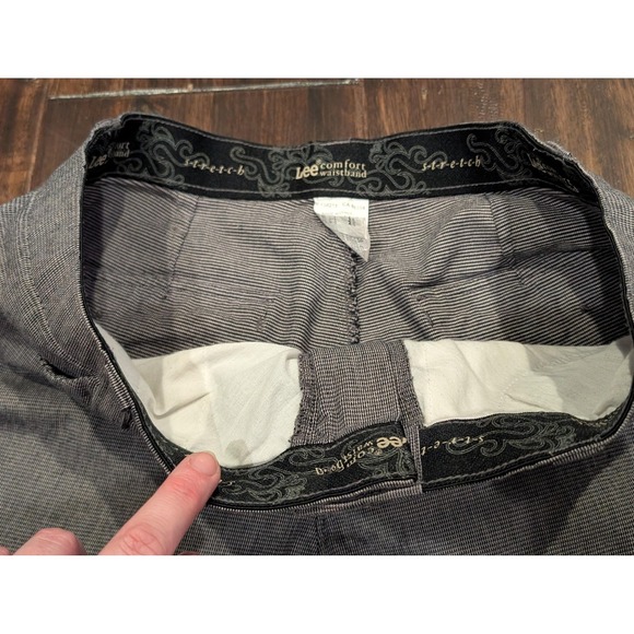 Lee Pants Womens 10 Gray Dress Trouser Comfort Waist Stretch Micro Check Office - Picture 4 of 11